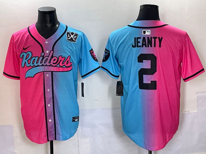 Men 2025 Oakland Raiders 2 Jeanty Blue pink Nike Limited NFL Jersey 007